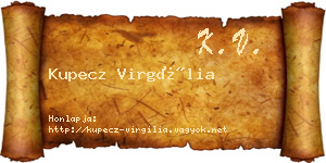 Kupecz Virgília névjegykártya